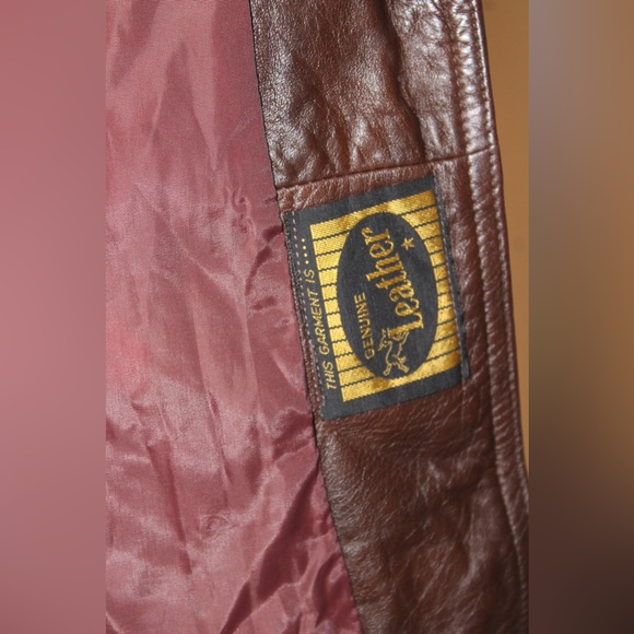 Vintage 1970s Olympic USA Genuine Leather Car Coat / Trench Coat - M/L - Picture 13 of 17